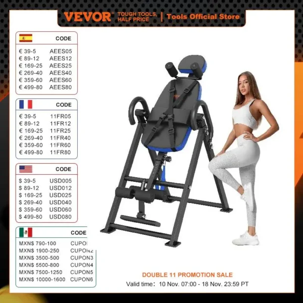 VEVOR Inversion Table Heavy Duty Inversion Table Decompression Back Stretcher Machine Strength Training