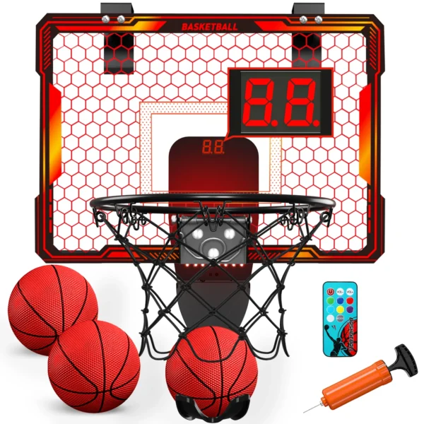 Remote Control Mini Basketball Hoop with Electronic Scoreboard 3 Modes